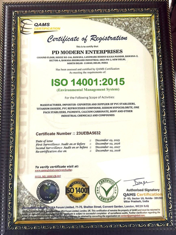 ISO 14001:2015 Environmental Management Certificate